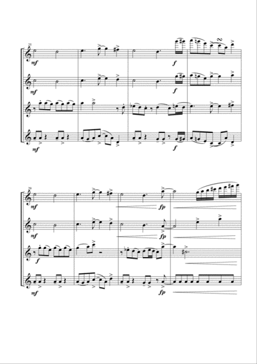 Smoke On The Water Woodwind Quartet scores gallery preview page 5