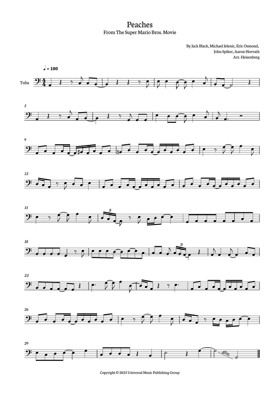 Peaches Peaches Tuba scores gallery preview page 1