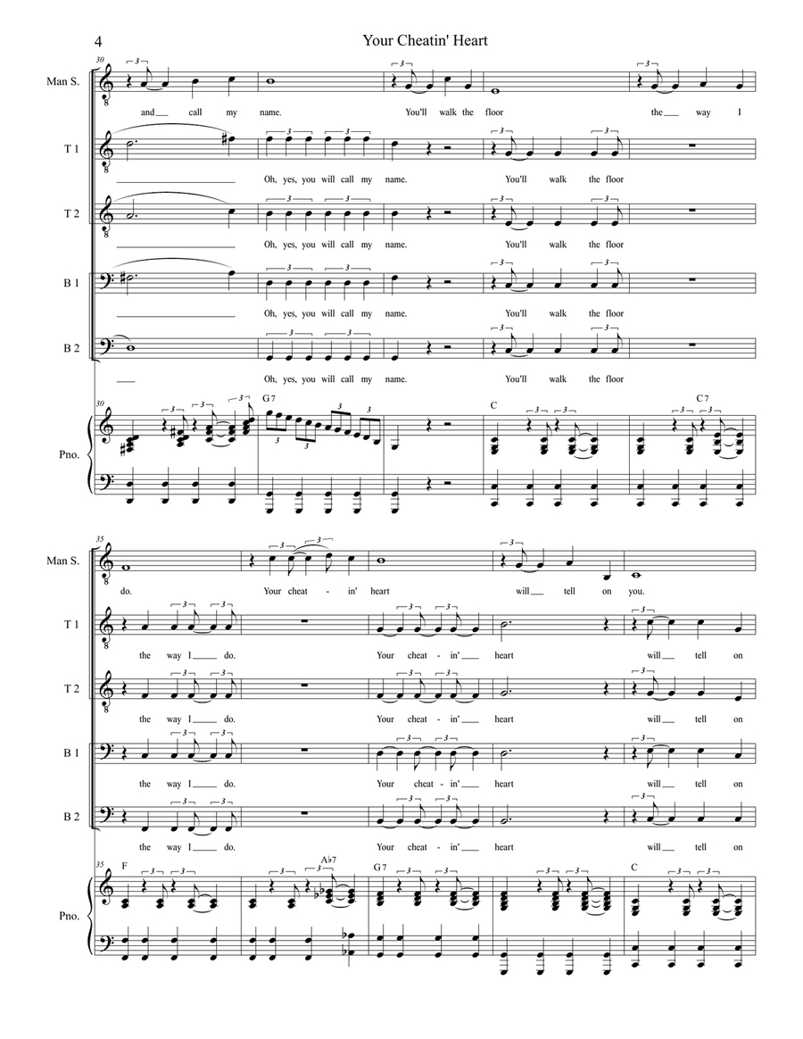 Your Cheatin' Heart TTBB scores gallery preview page 4
