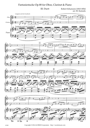 Fantasiestucke Op.88 III Duett for Oboe, Clarinet & Piano