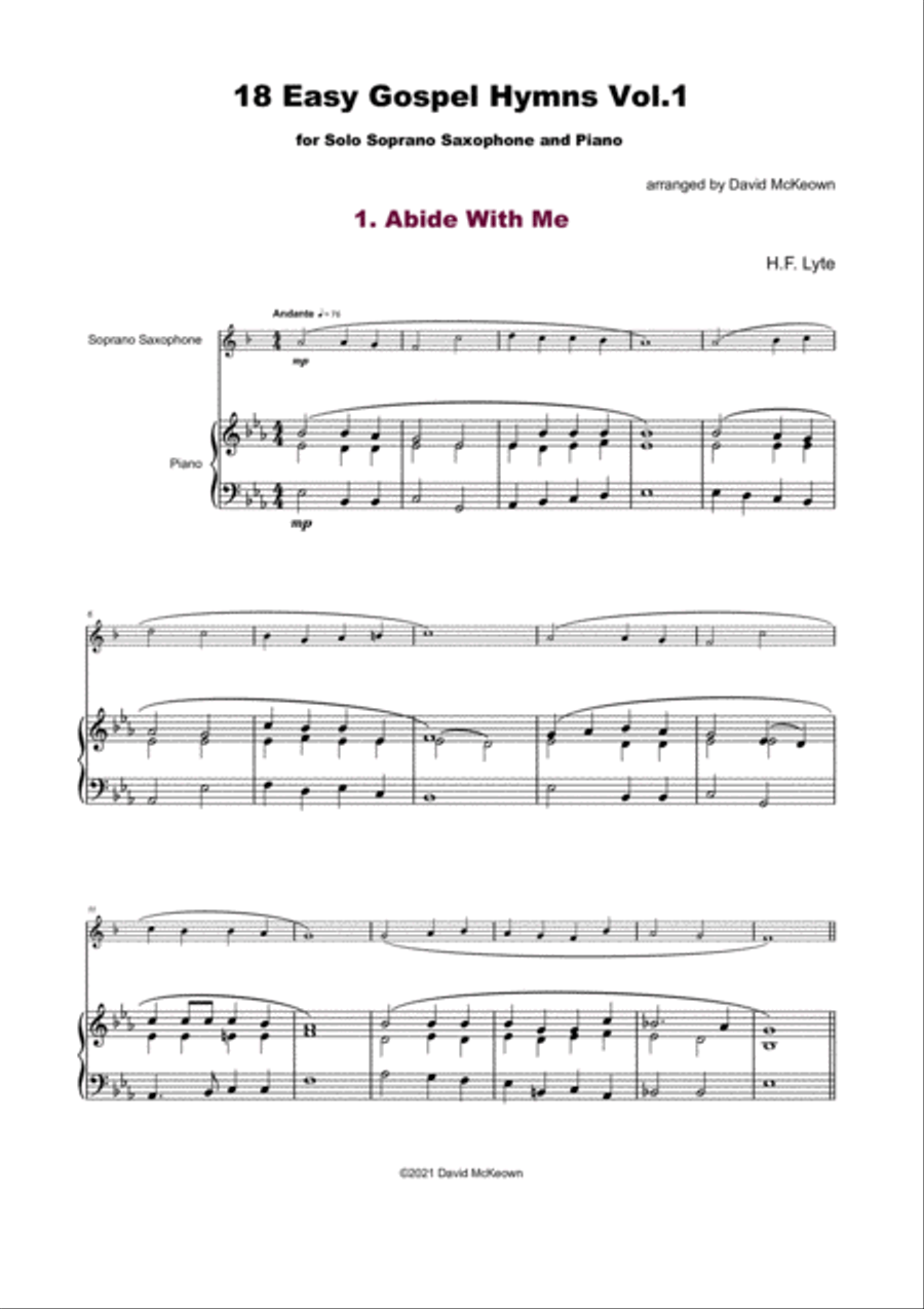 18 Gospel Hymns Vol.1 for Solo Soprano Saxophone and Piano Soprano Saxophone scores gallery preview page 2