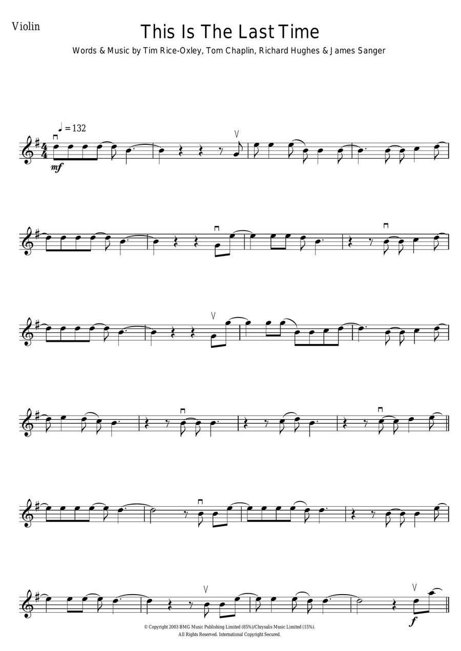 This Is The Last Time This Is The Last Time Violin Solo scores gallery preview page 1