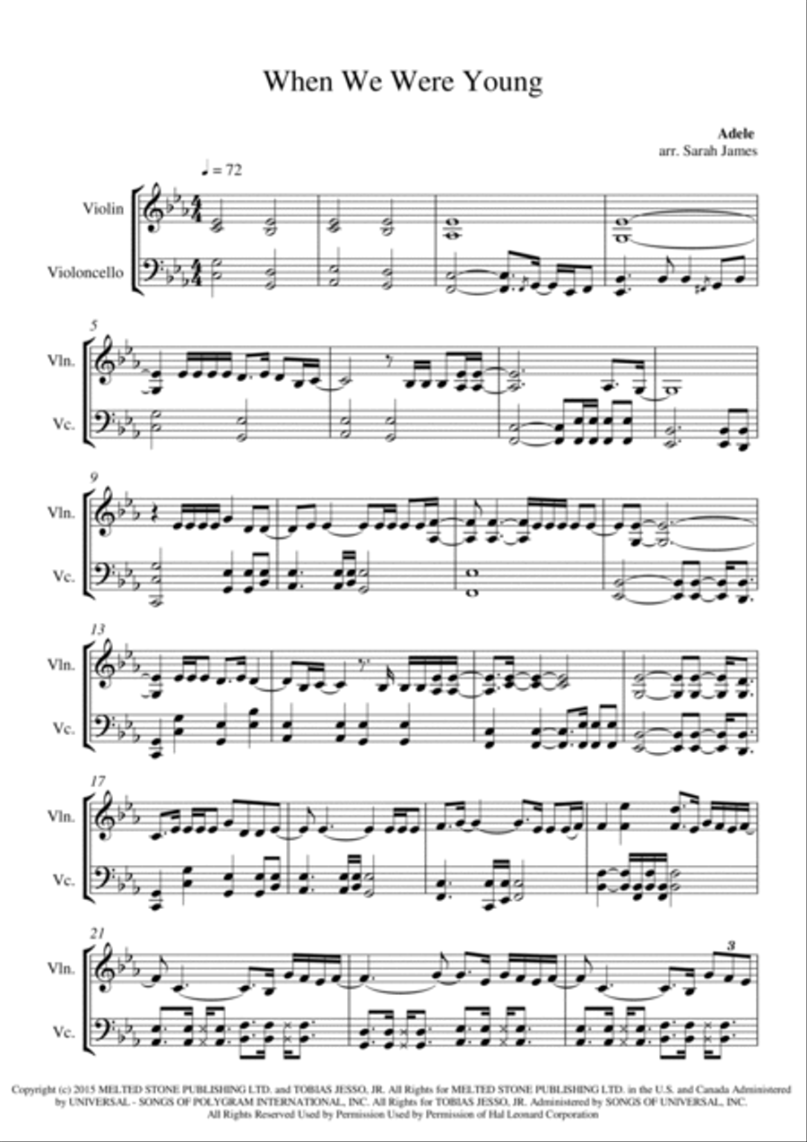 When We Were Young Score and Parts scores gallery preview page 2