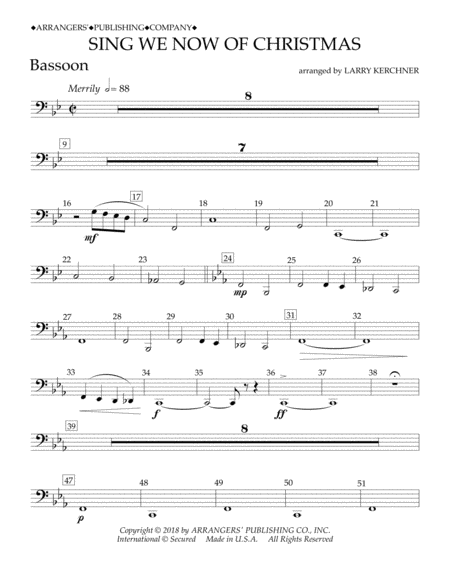 Sing We Now of Christmas (arr. Larry Kerchner) - Bassoon