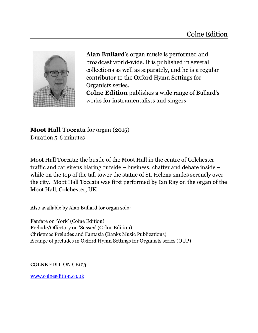 Moot Hall Toccata (for solo organ) Organ Solo scores gallery preview page 2