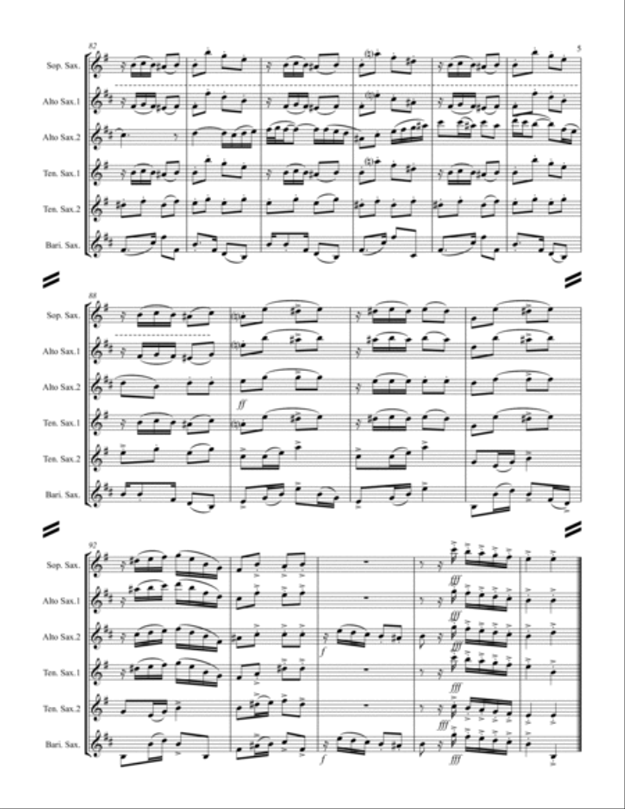 La Cumparsita (Tango) (for Saxophone Quintet SATTB or AATTB) Saxophone Quintet scores gallery preview page 6