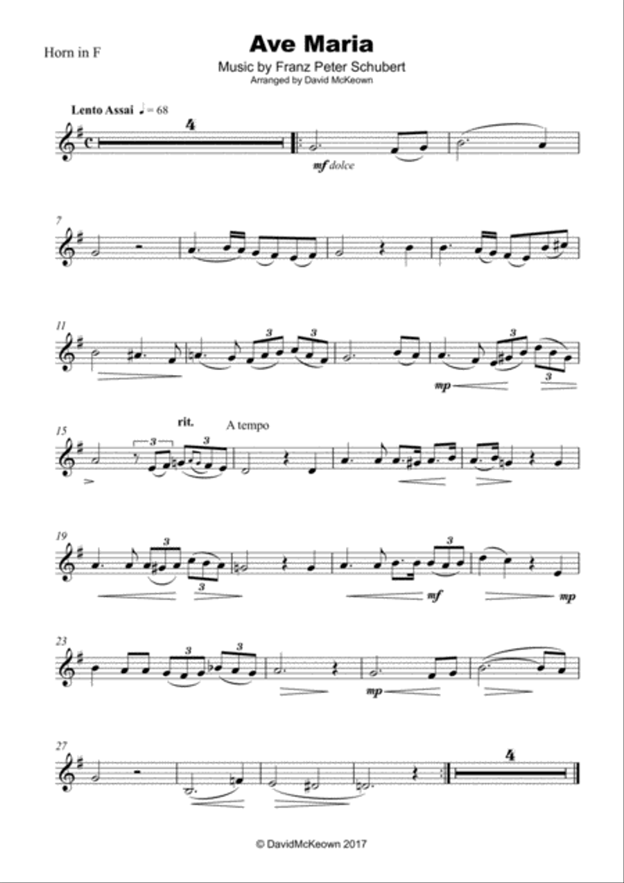 Ave Maria by Franz Schubert, for Horn in F and Piano Piano scores gallery preview page 2
