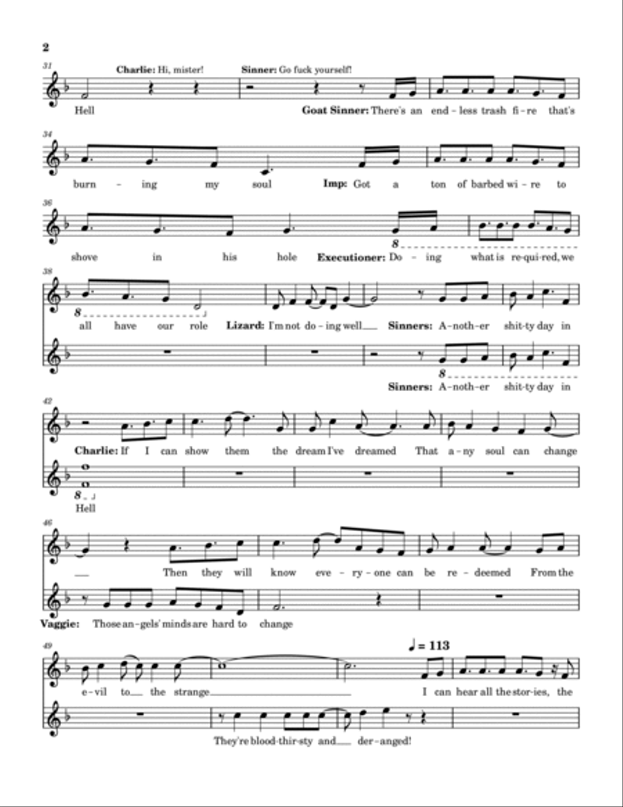 Hazbin Hotel- Happy Day in Hell: Vocal Lines Vocal Duet scores gallery preview page 2