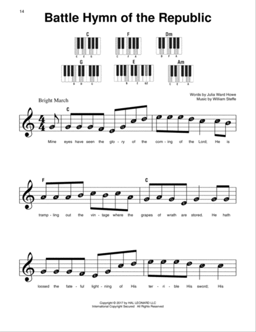 Battle Hymn Of The Republic Easy Piano scores gallery preview page 1