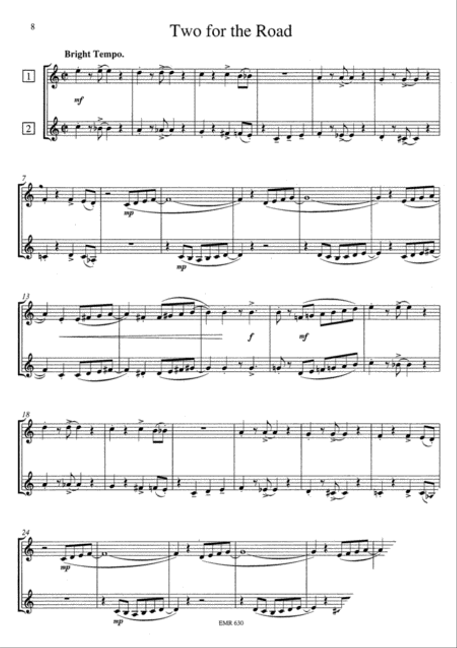 8 Happy Pieces Trumpet Duet scores gallery preview page 5