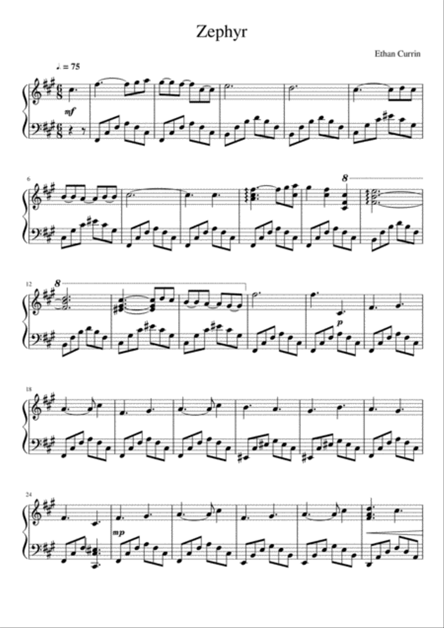Zephyr - E.Currin Piano Solo scores gallery preview page 1