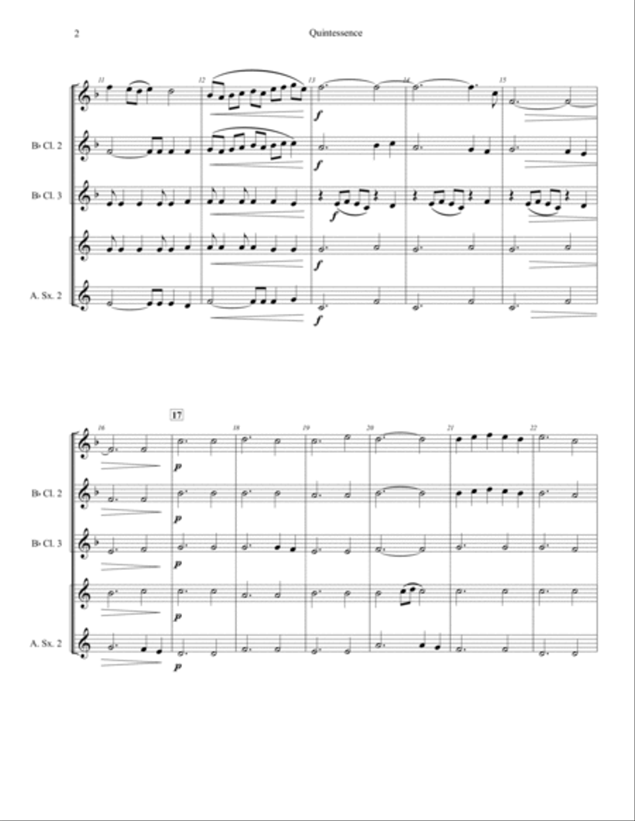 Quintessence (Woodwind Ensemble - Grade 3) Woodwind Quintet scores gallery preview page 2
