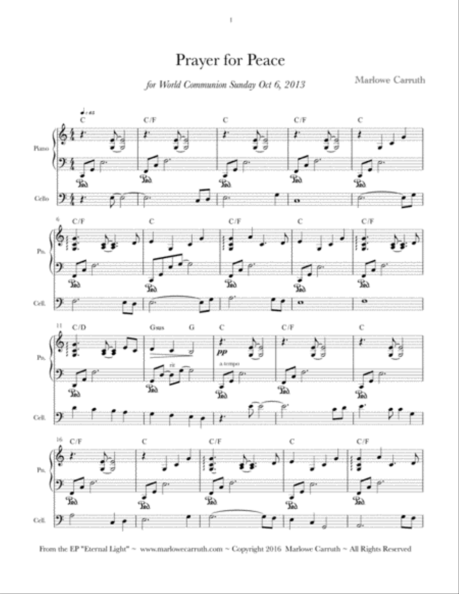 Prayer for Peace String Duet scores gallery preview page 1