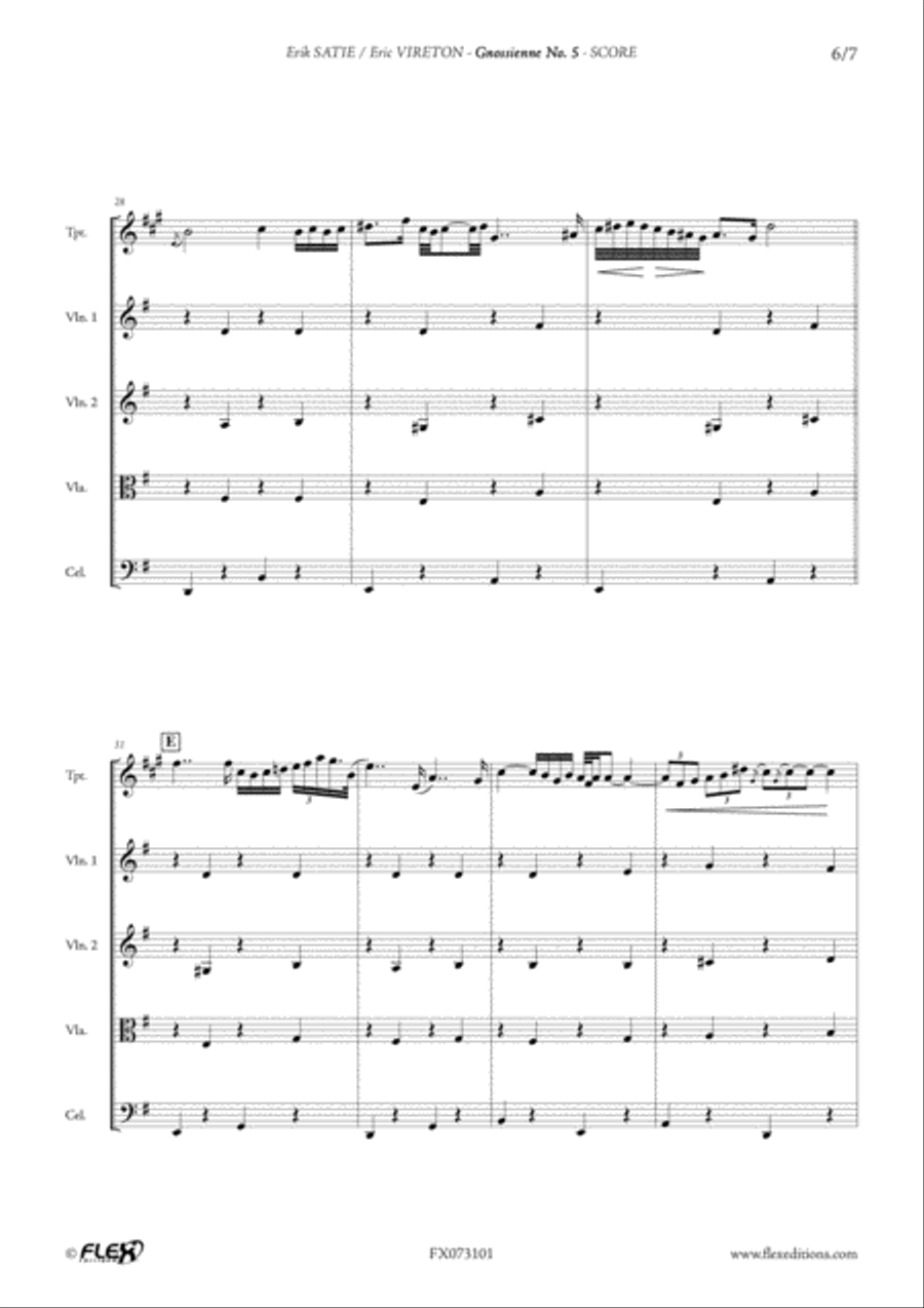 Gnossienne No. 5 Trumpet scores gallery preview page 6