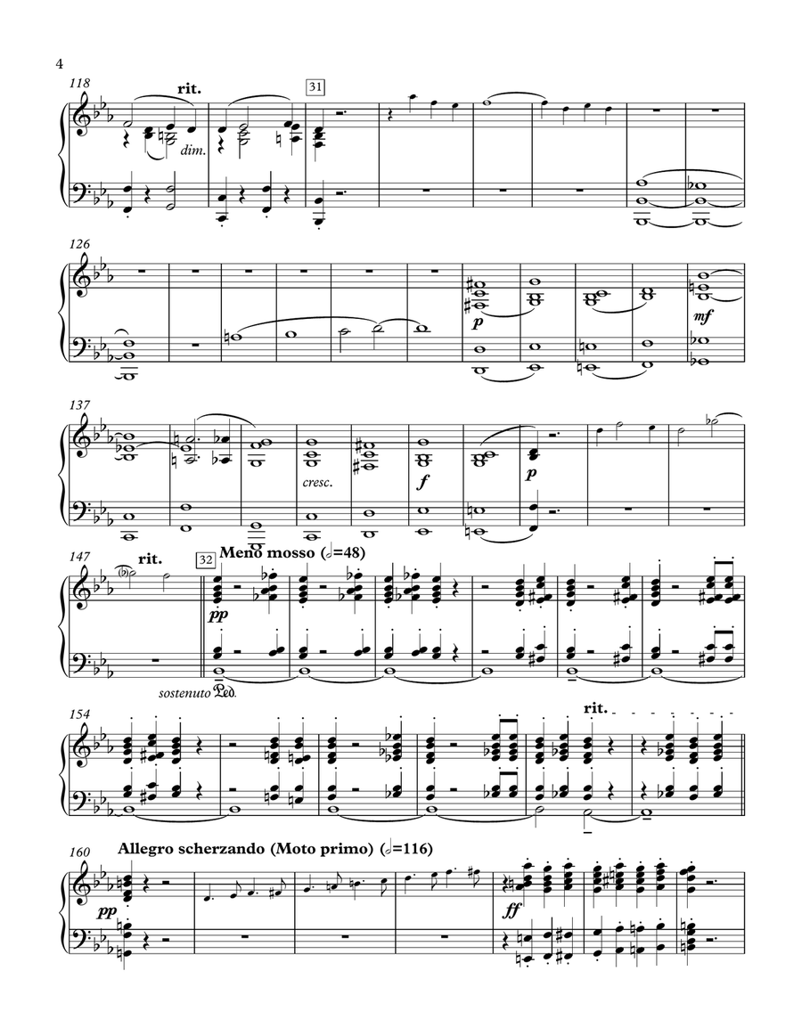Rachmaninoff Piano Concerto No. 2 in C Minor - Movement 3 (Accompaniment/Orchestral Reduction Only) Piano Solo scores gallery preview page 4