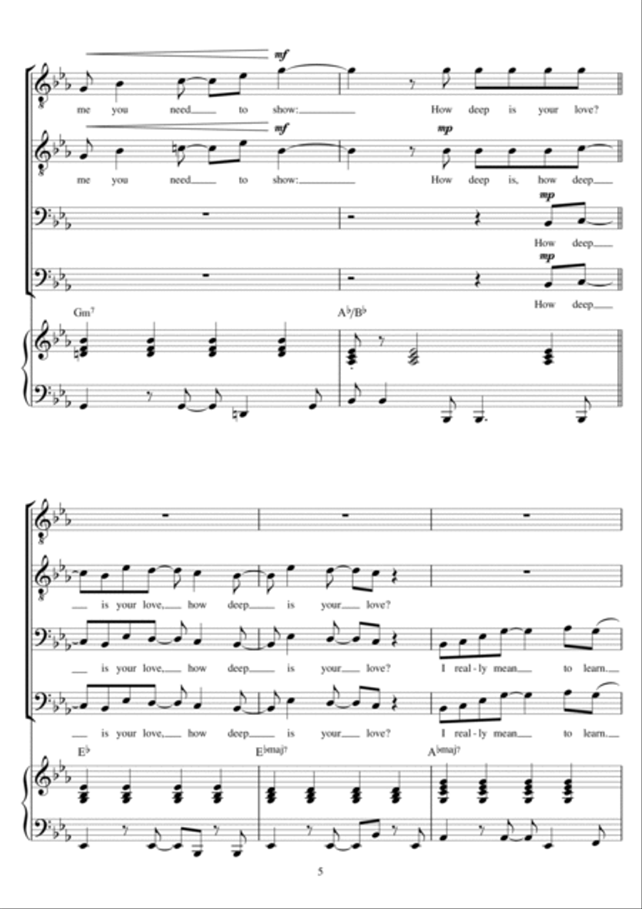 How Deep Is Your Love TTBB scores gallery preview page 5