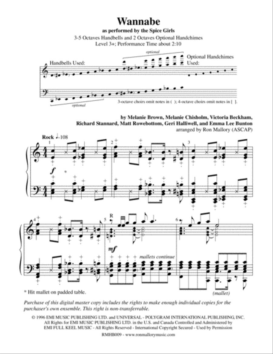 Wannabe Handbell Choir scores gallery preview page 2