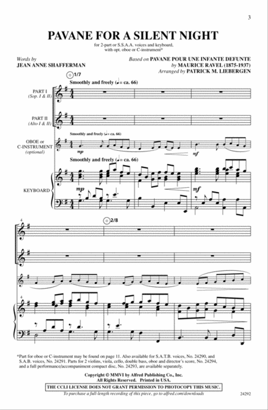 Pavane for a Silent Night SSA scores gallery preview page 2
