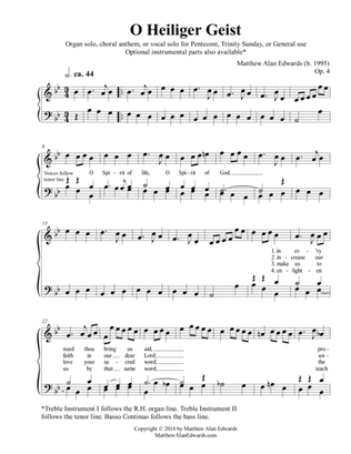 Op. 4 O Heiliger Geist / O Jesulein Süss (Organ/Choral/Director Score)