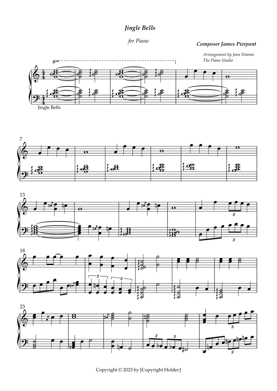 Jingle Bells Jingle Bells Piano Solo scores gallery preview page 1