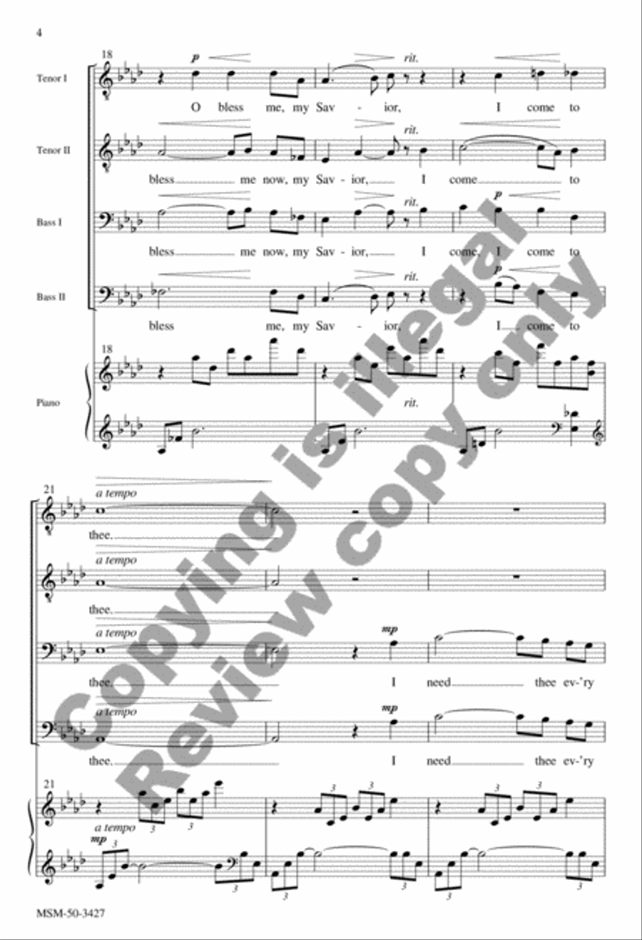 I Need Thee Every Hour TTBB scores gallery preview page 4