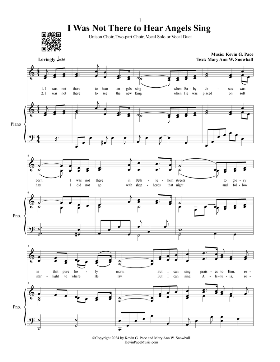 I Was Not There to Hear Angels Sing, a Christmas song for children Piano, Vocal scores gallery preview page 2
