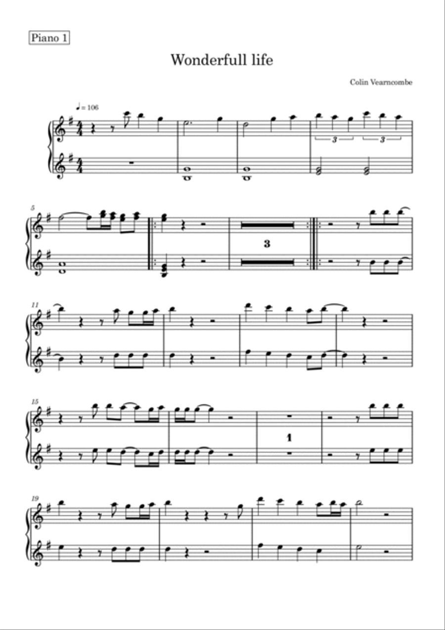 Wonderful Life Wonderful Life 1 Piano, 4-Hands scores gallery preview page 6