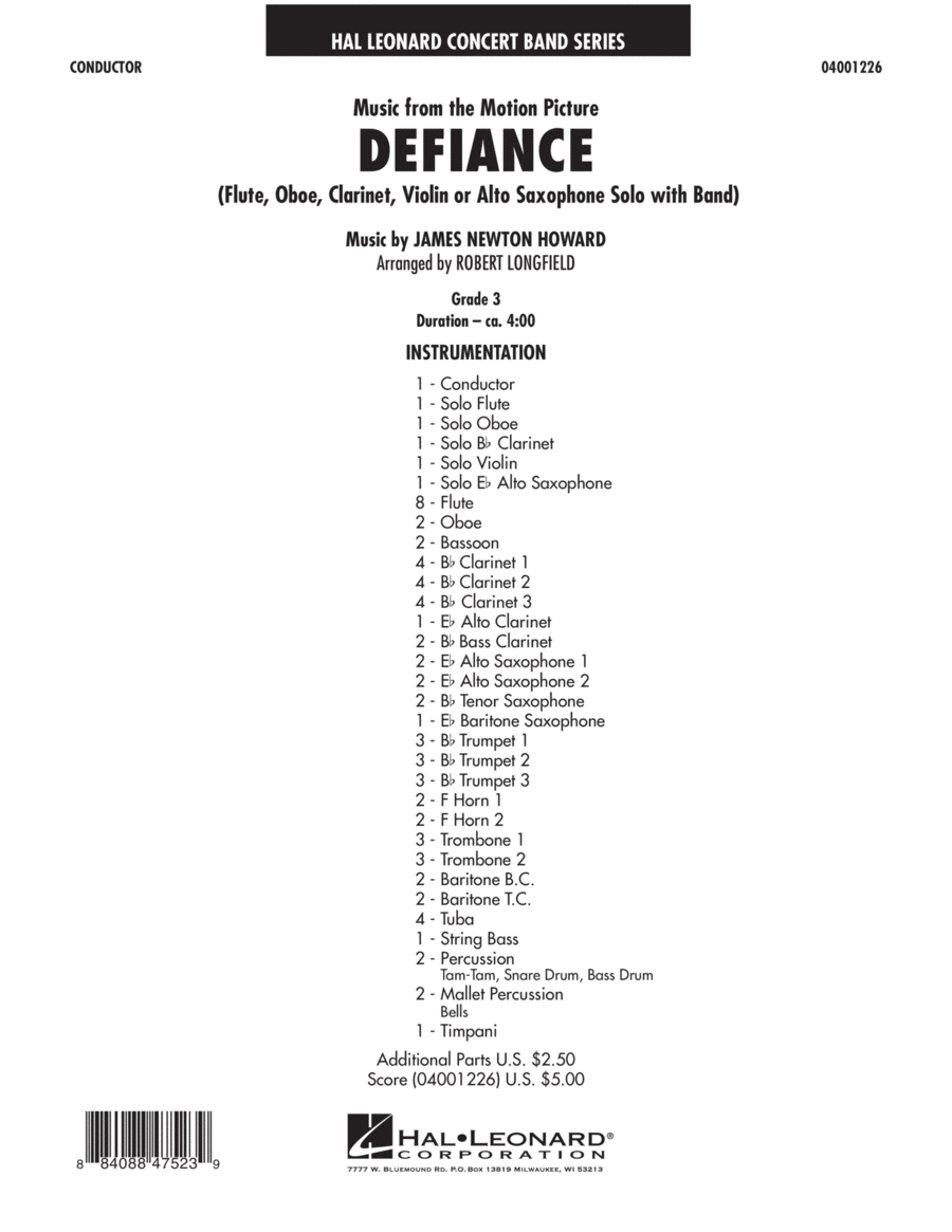 Music from Defiance - Full Score