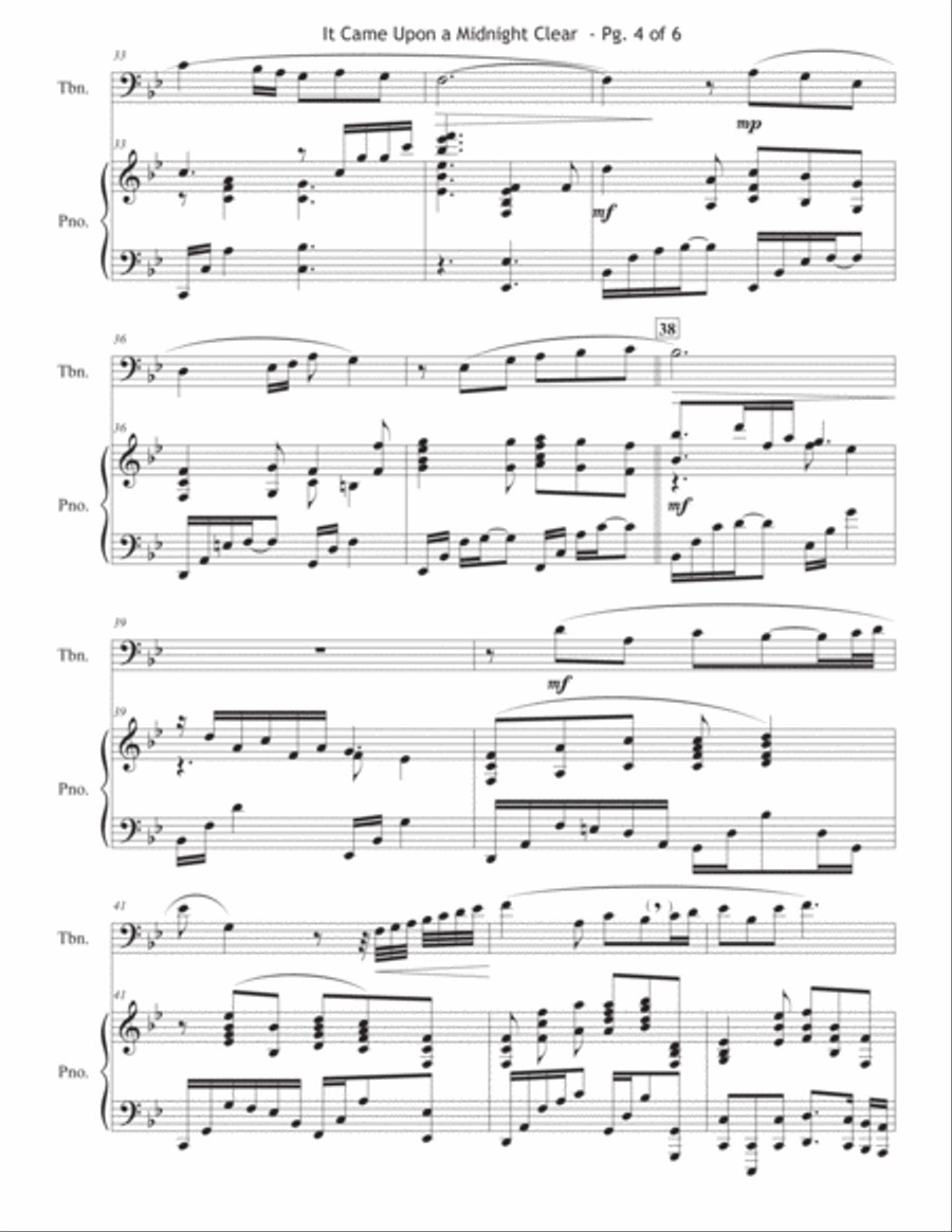 It Came Upon a Midnight Clear - Trombone Solo Piano scores gallery preview page 5