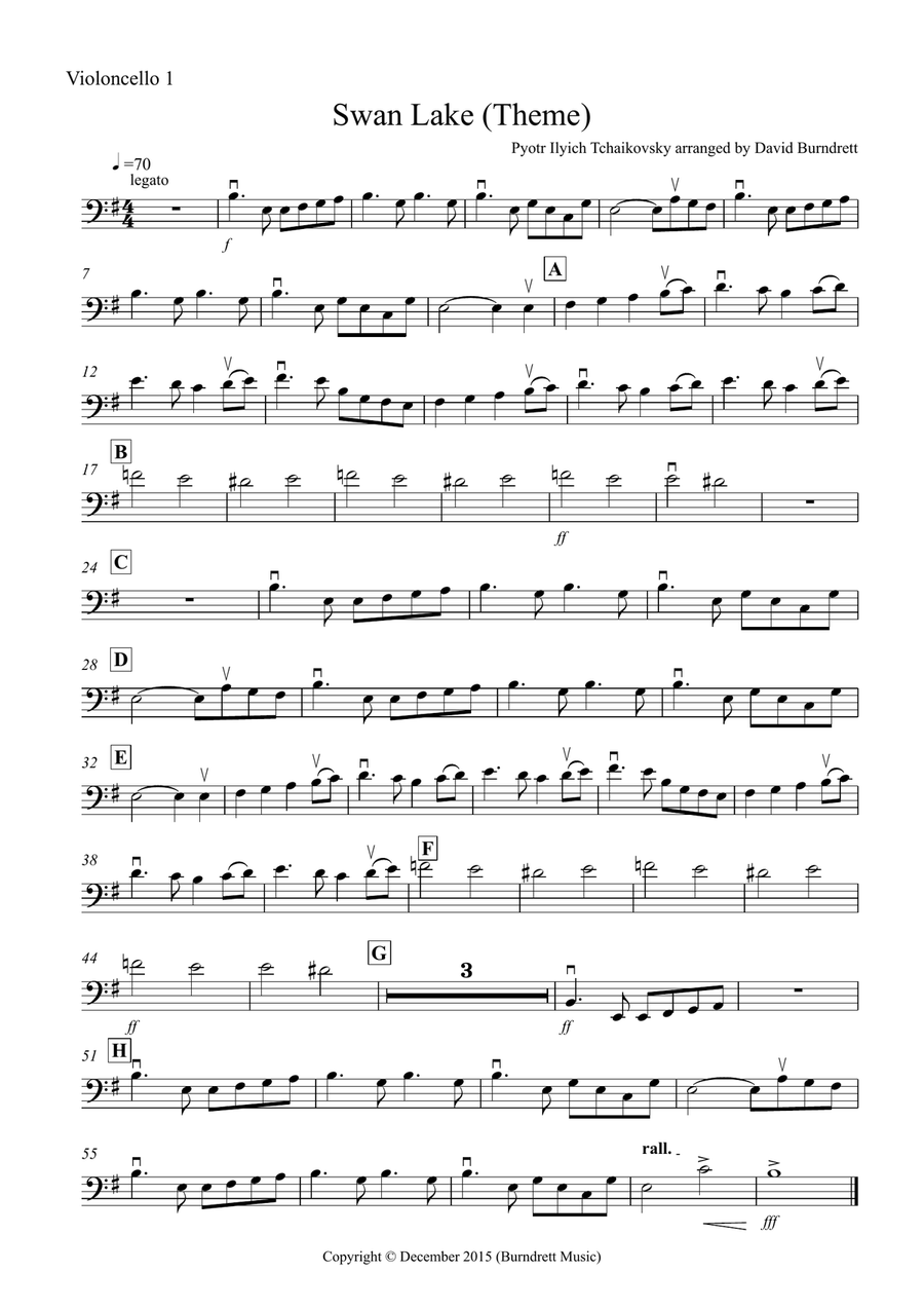 Swan Lake Theme for Cello Quartet Cello Solo scores gallery preview page 3