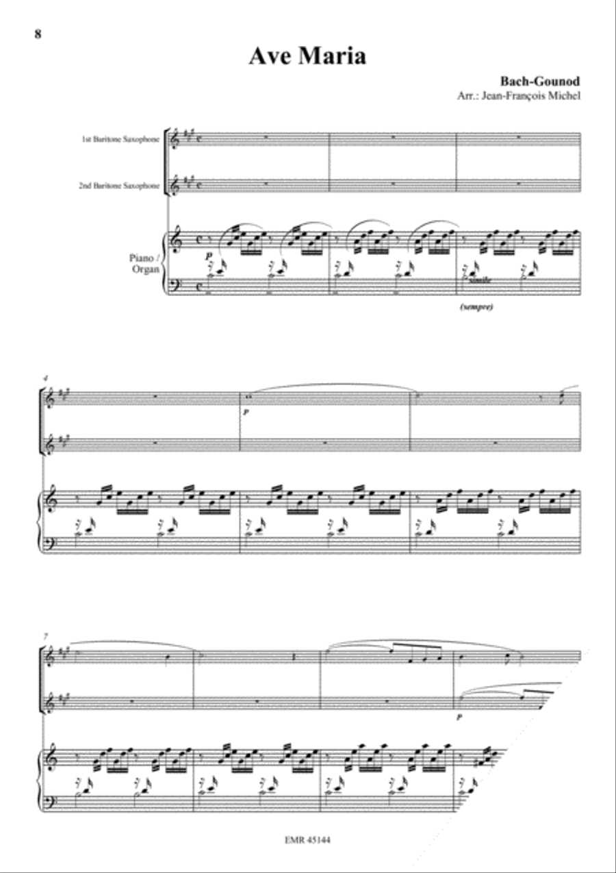 Halleluja (Handel) / Ave Maria (Bach-Gounod) / Trumpet Voluntary (Clarke) Baritone Saxophone scores gallery preview page 4
