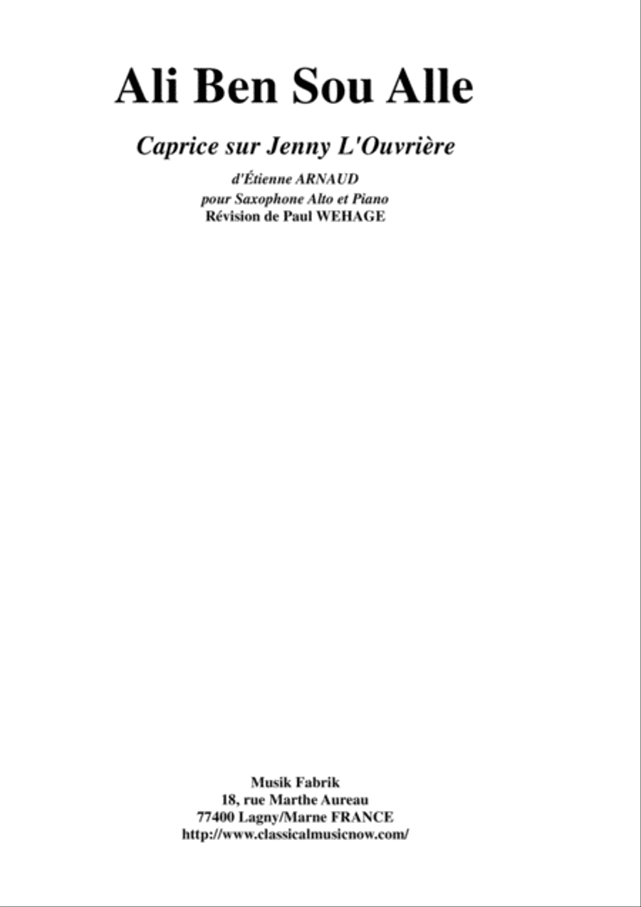 Ali Ben Sou Alle: Caprice sur 