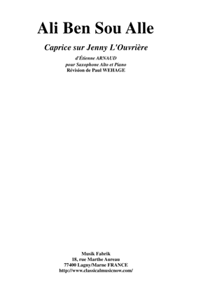 Book cover for Ali Ben Sou Alle: Caprice sur "Jenny L'Ouvrière" for alto saxophone and piano