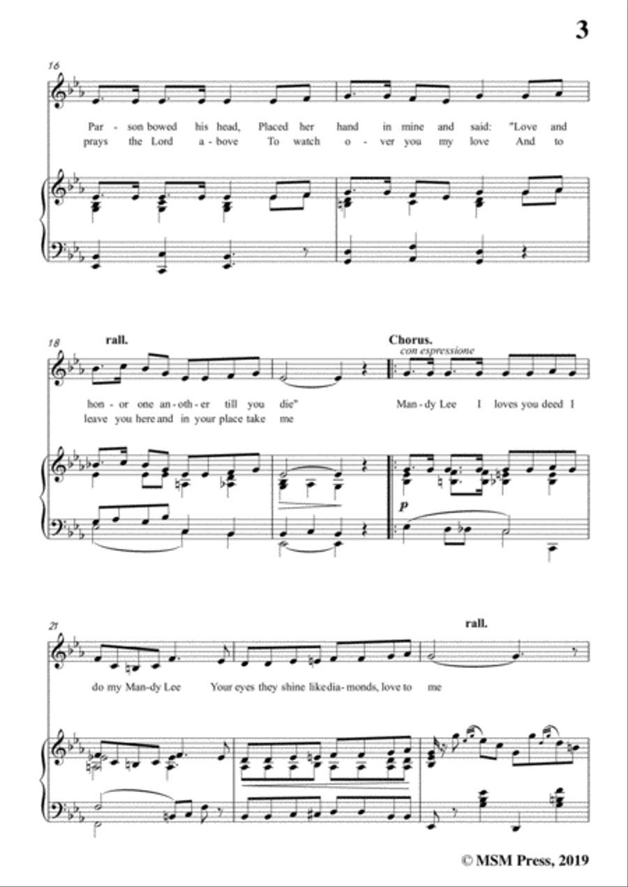 Thurland Chattaway-Mandy Lee,in E flat Major,for Voice and Piano Voice Solo scores gallery preview page 5