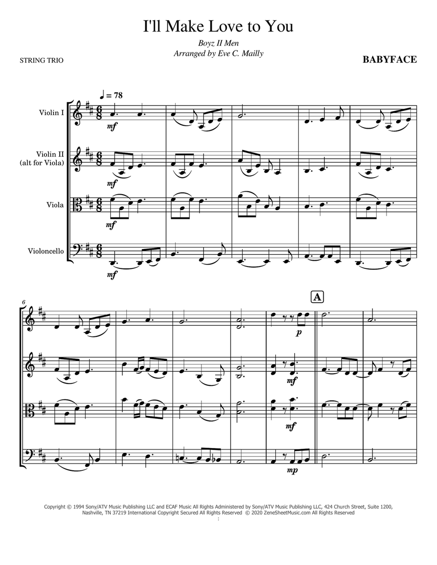 I'll Make Love To You String Trio scores gallery preview page 1