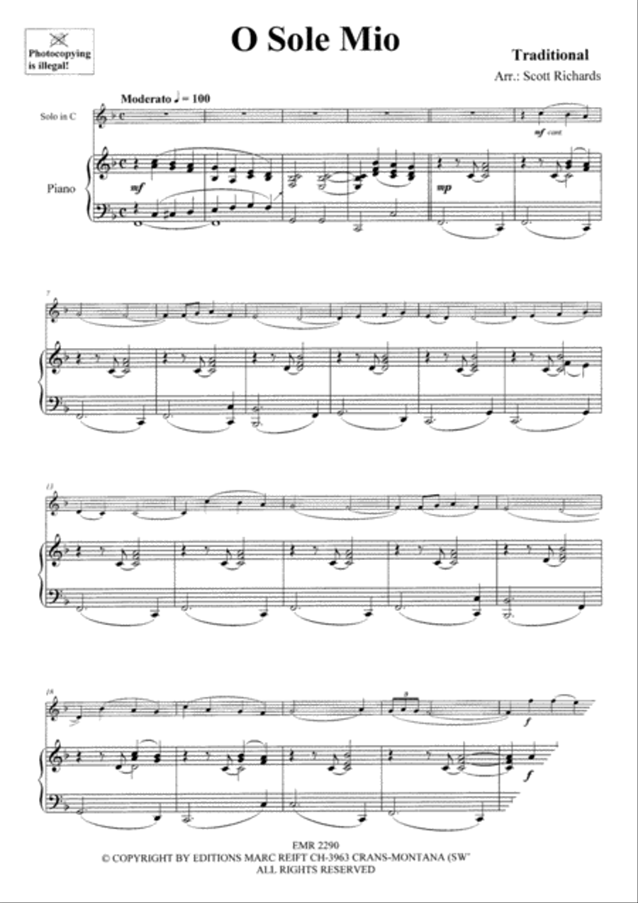 O Sole Mio Piano Accompaniment scores gallery preview page 3