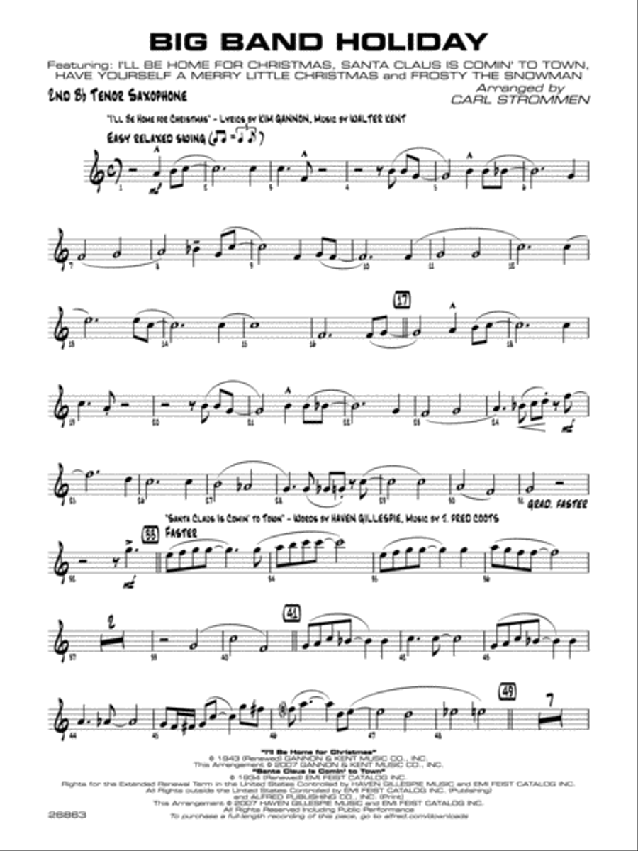 Big Band Holiday: 2nd B-flat Tenor Saxophone Jazz Ensemble scores gallery preview page 1