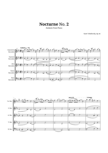 Nocturne by Chopin for Recorder Quintet image number null