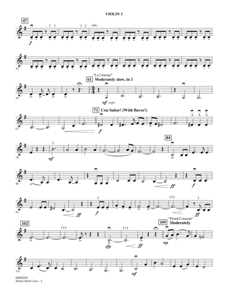 Music from Coco - Violin 3 (Viola Treble Clef)