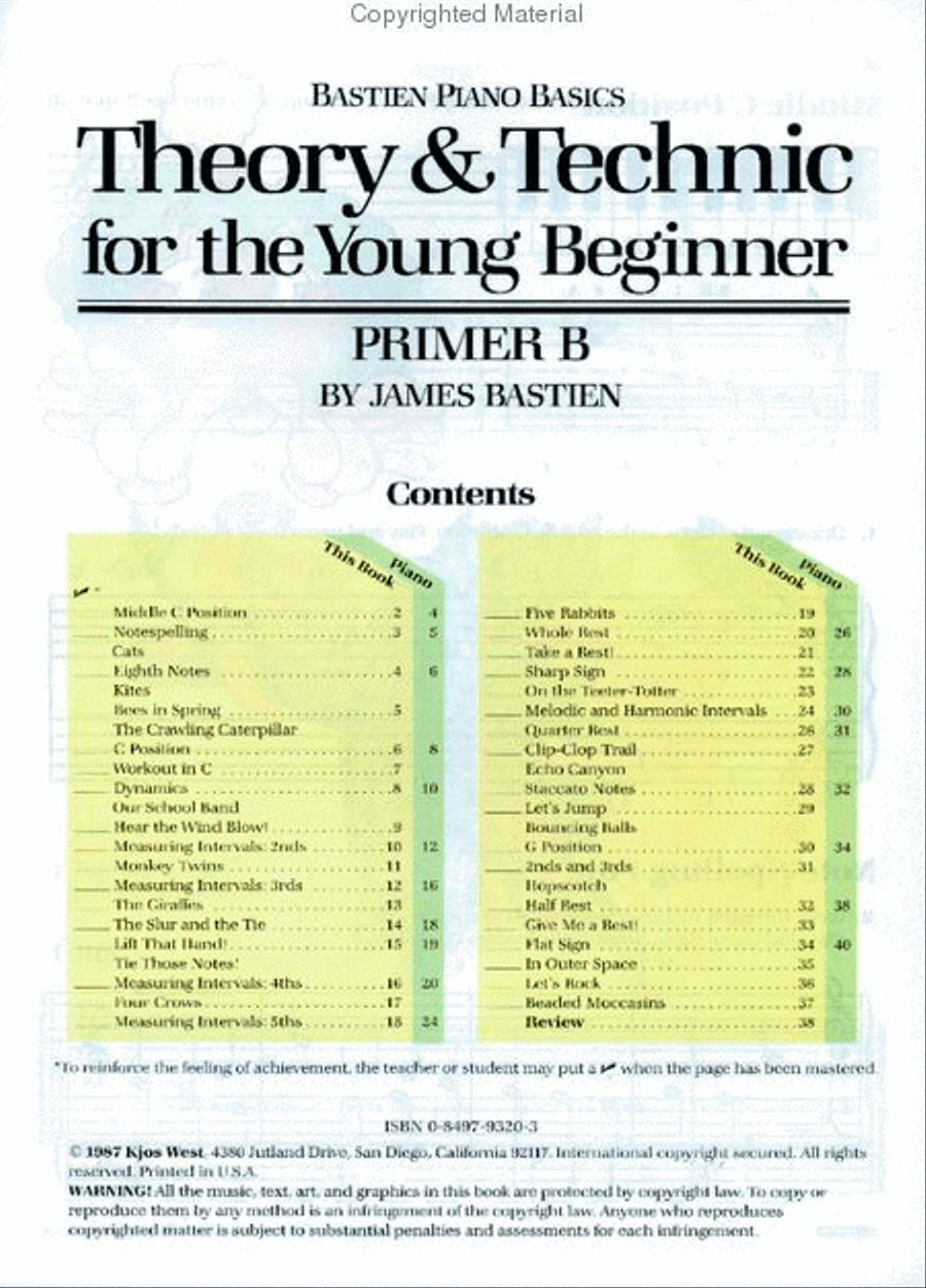 Theory & Technic for the Young Beginner - Primer B