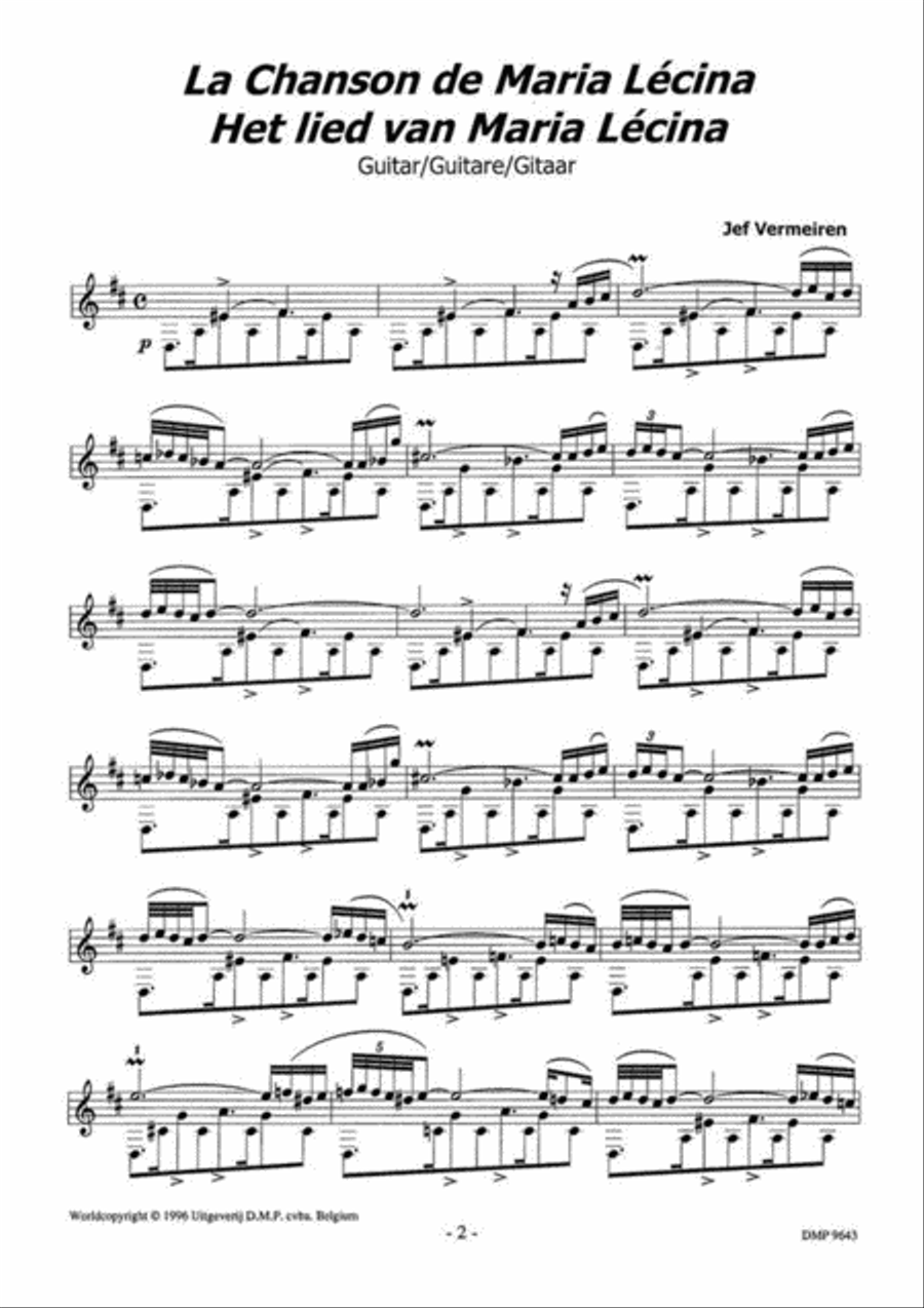 Het Lied Van Maria Lécina Classical Guitar scores gallery preview page 2