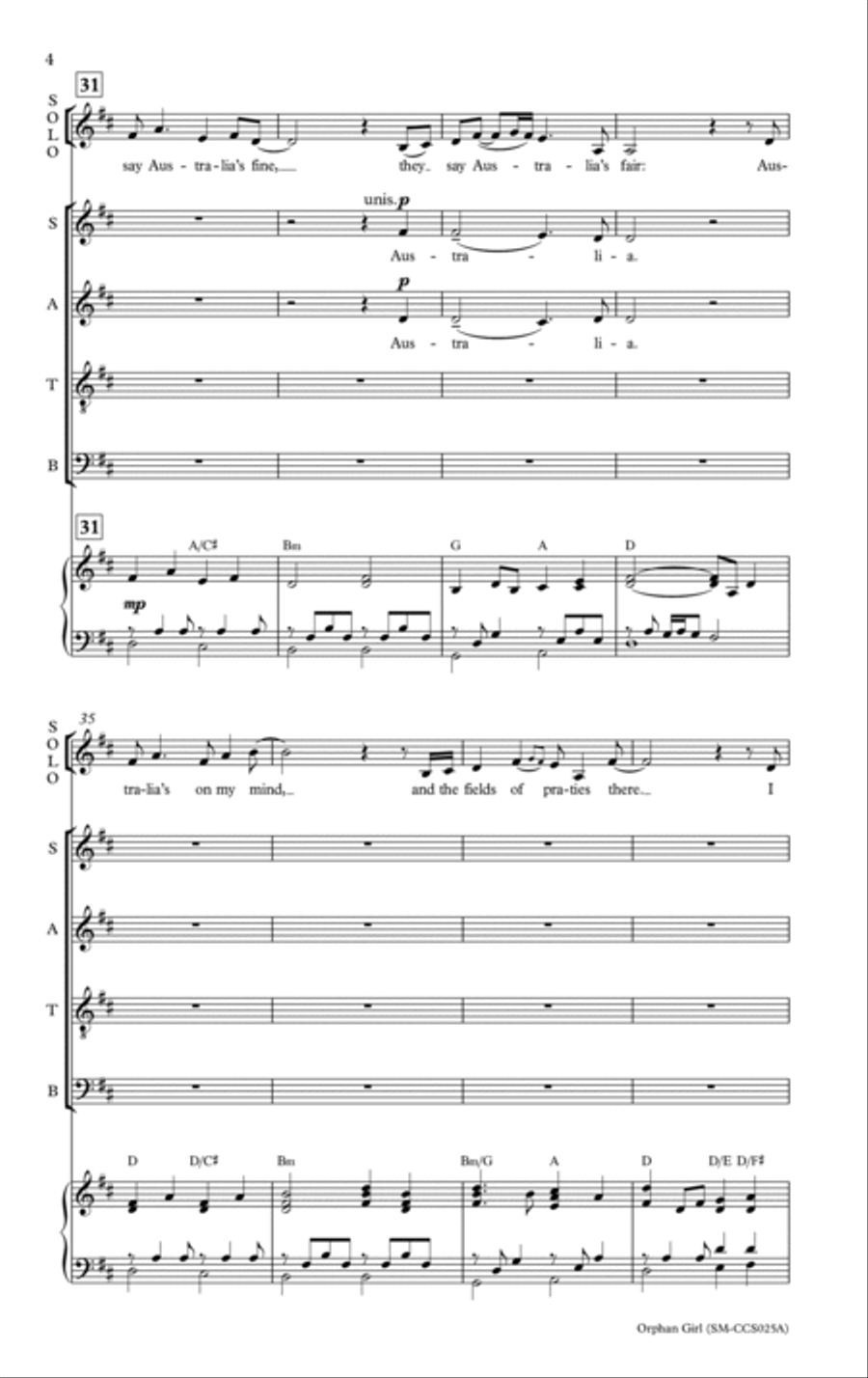 Orphan Girl 4-Part scores gallery preview page 4