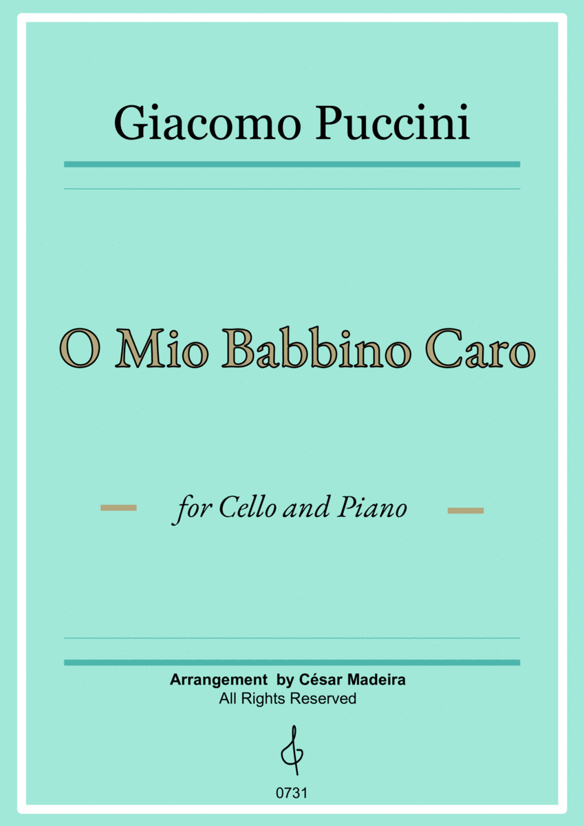 O Mio Babbino Caro by Puccini - Cello and Piano (Full Score and Parts) image number null