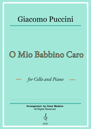 O Mio Babbino Caro by Puccini - Cello and Piano (Full Score and Parts)