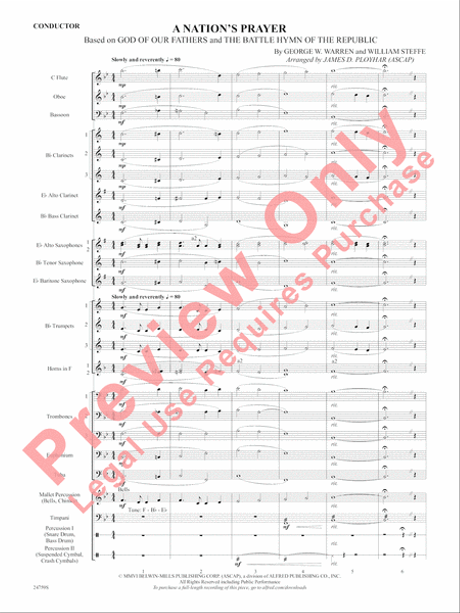 A Nation's Prayer Concert Band scores gallery preview page 4