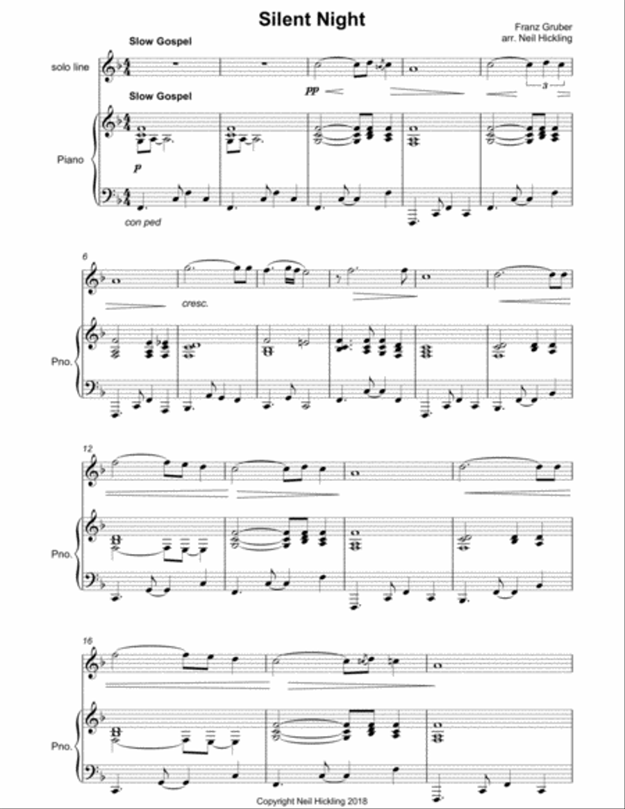 Silent Night Flute Solo scores gallery preview page 2