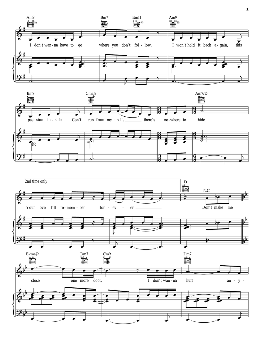 I Have Nothing Piano, Vocal, Guitar scores gallery preview page 3