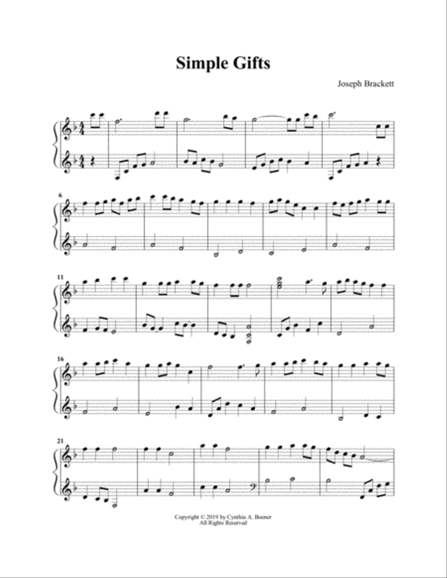 Simple Gifts Simple Gifts Harp scores gallery preview page 1