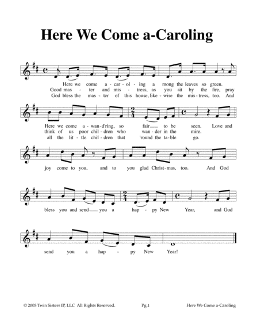 Here We Come A-Caroling Voice scores gallery preview page 1