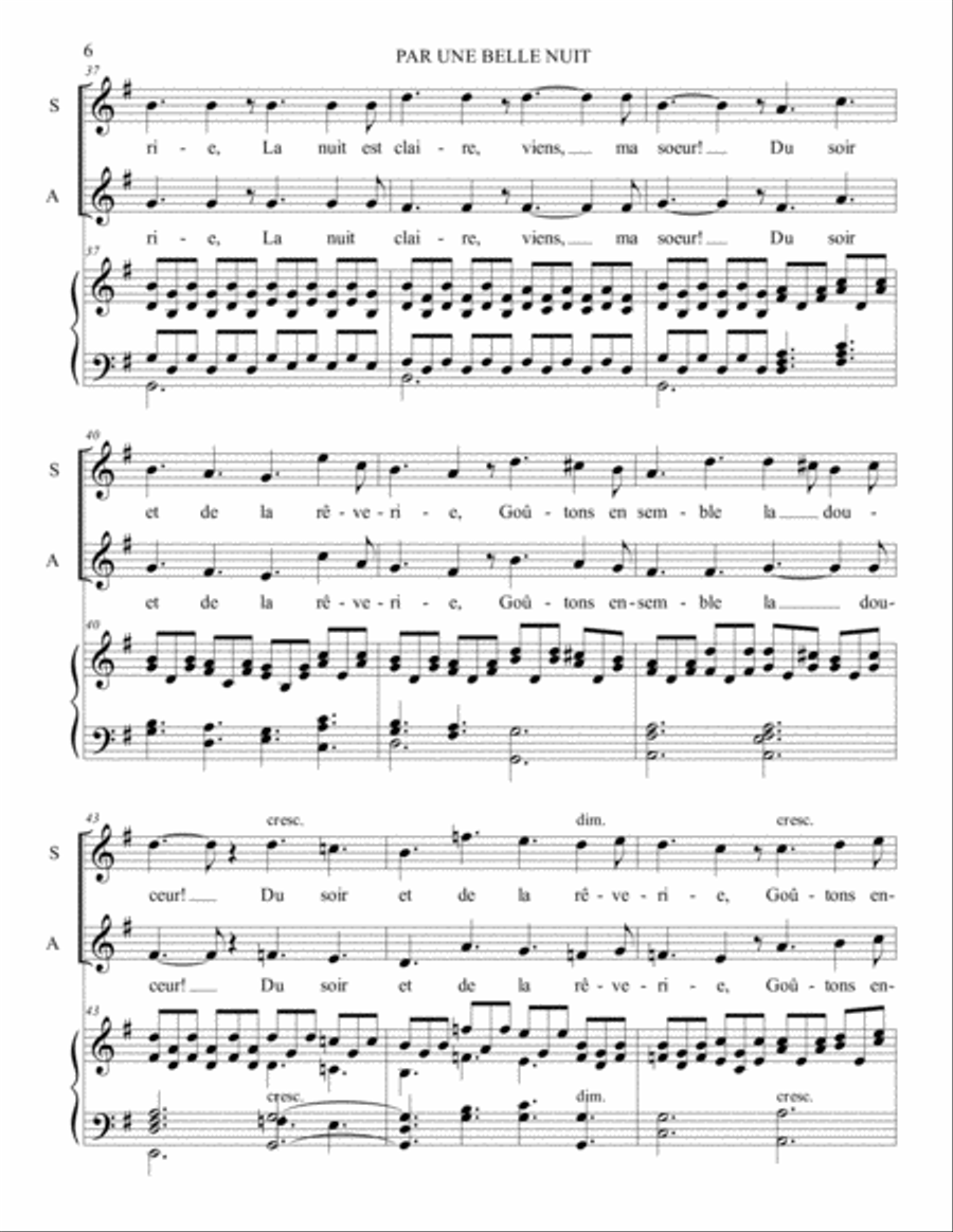 PAR UNE BELLE NUIT - Gounod - For Soprano, Alto and Piano SA scores gallery preview page 6